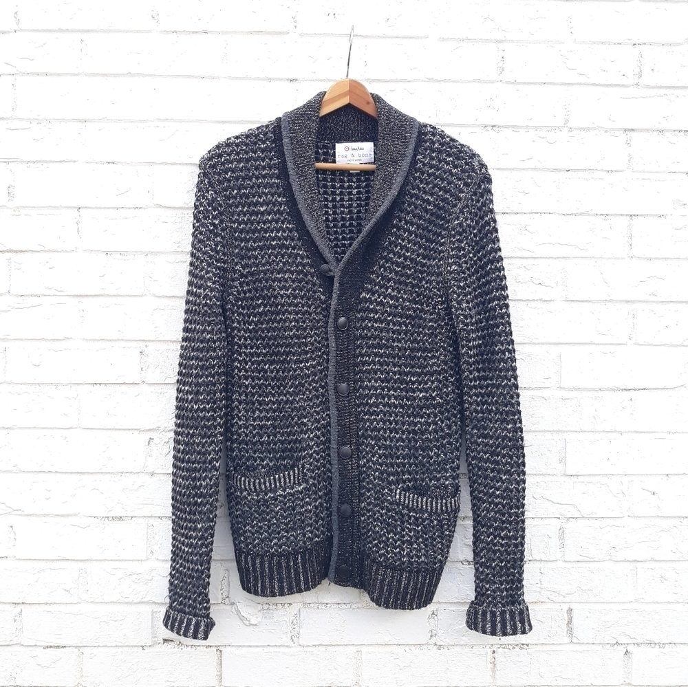 Neiman Marcus Rag & Bone Target Fisherman Wool Cardigan - Picture 2 of 6